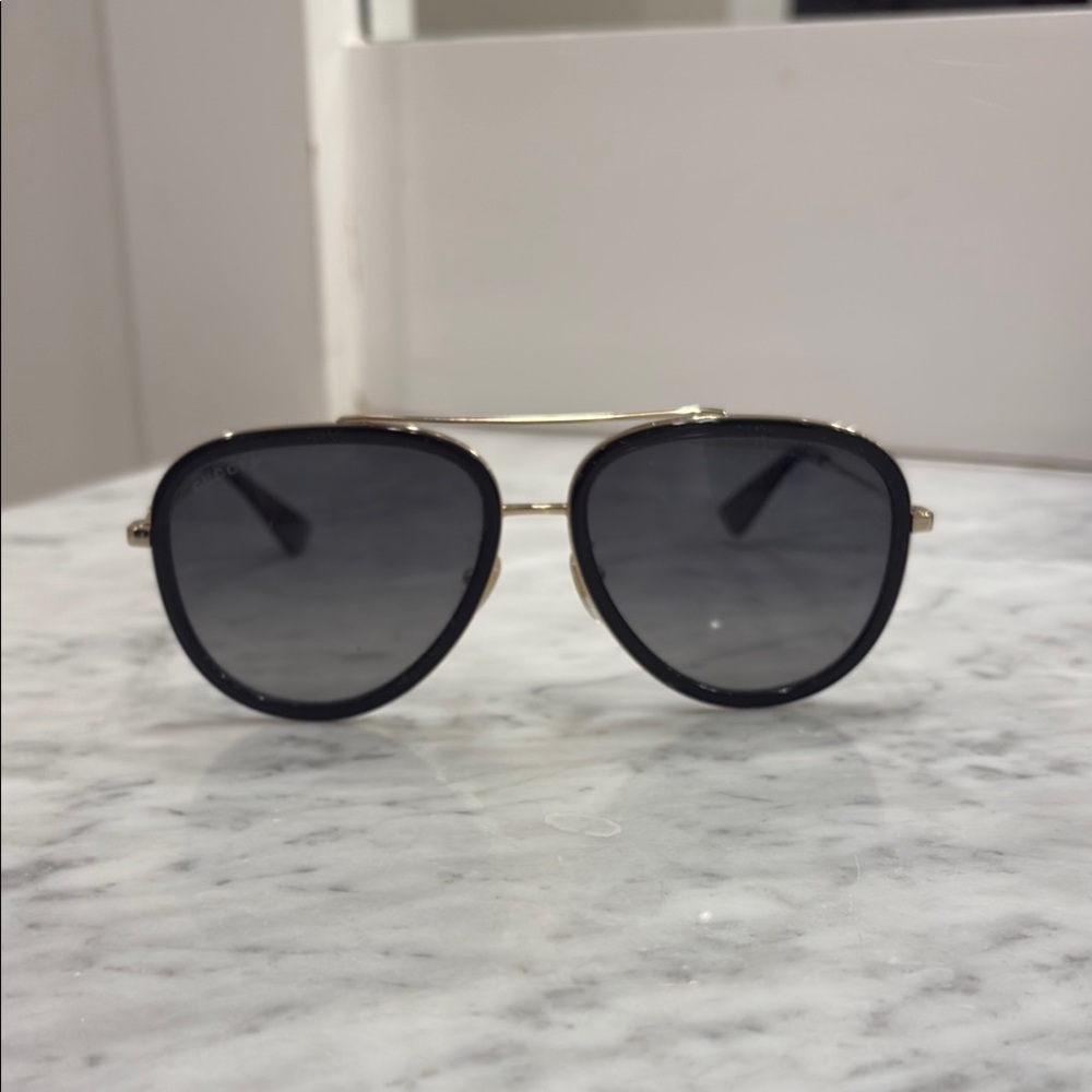 Gucci Black and Gold Sunglasses